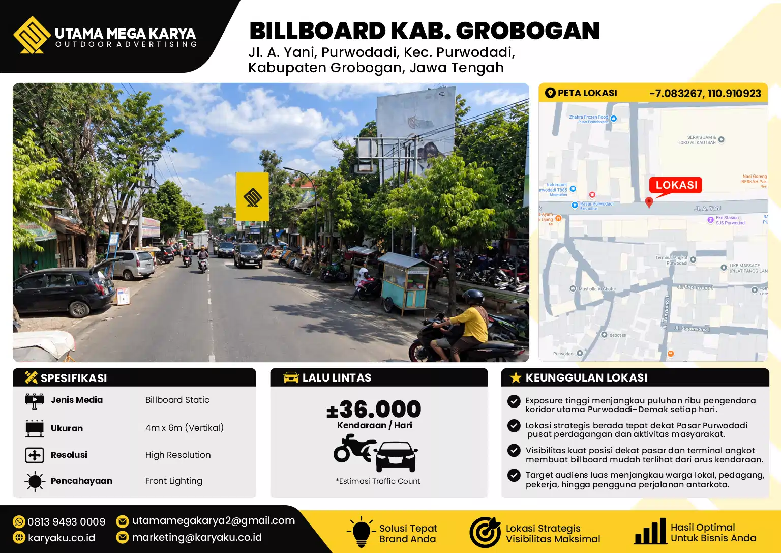 Sewa Titik Billboard di Jl. A. Yani, Purwodadi, Kec. Purwodadi, Kabupaten Grobogan, Jawa Tengah