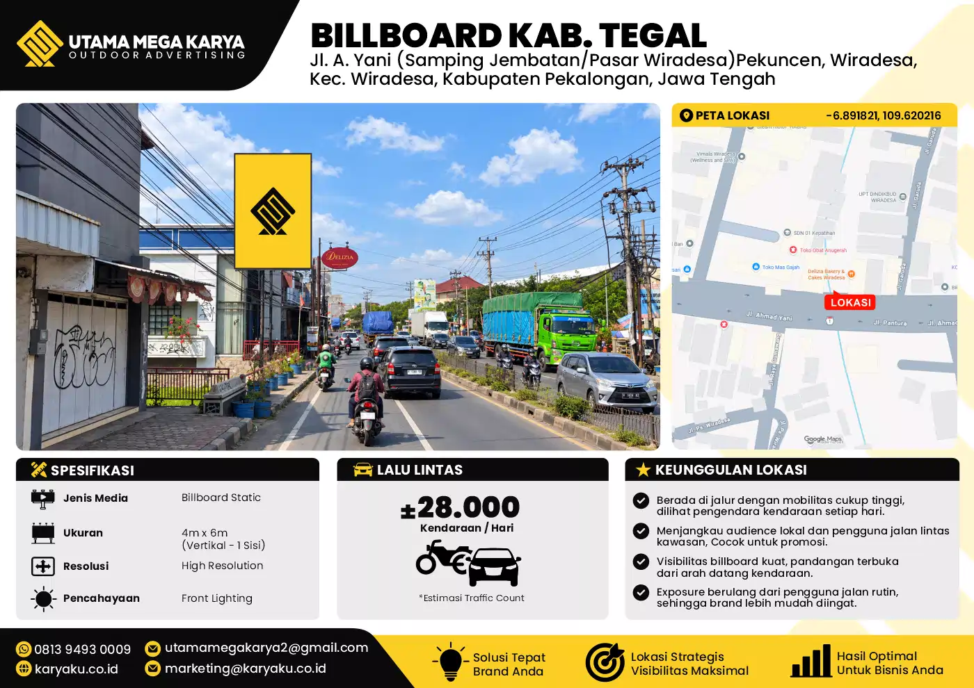 Sewa Titik Billboard di Jl. A. Yani (Pasar Wiradesa)Pekuncen, Wiradesa, Kec. Wiradesa, Kabupaten Pekalongan, Jawa Tengah
