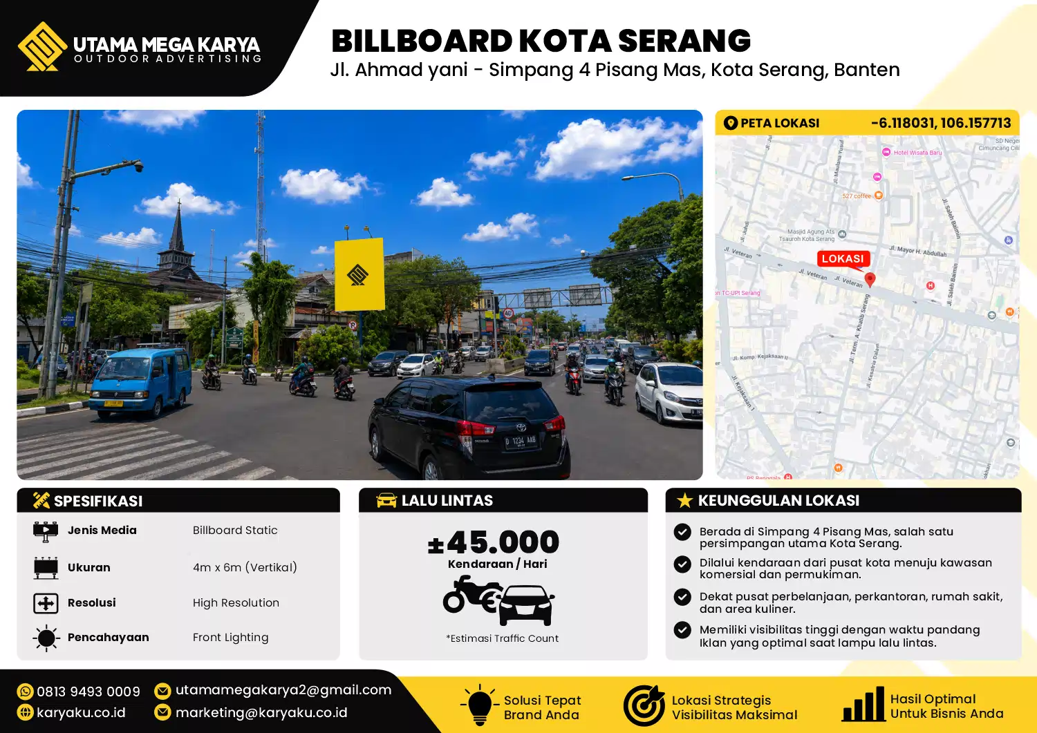 Sewa Titik Baliho dan Billboard di Jl. Ahmad yani - Simpang 4 Pisang Mas, Kota Serang, Banten
