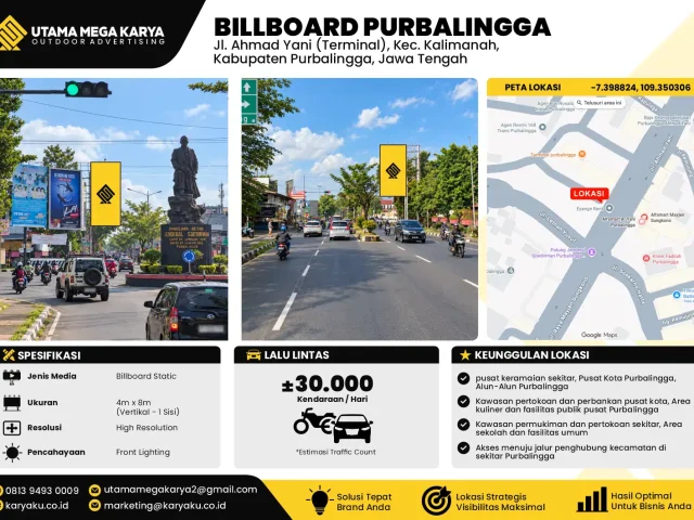 Sewa Titik Baliho dan Billboard di Jl. Ahmad Yani (Terminal), Kalikabong, Kec. Kalimanah, Kabupaten Purbalingga, Jawa Tengah