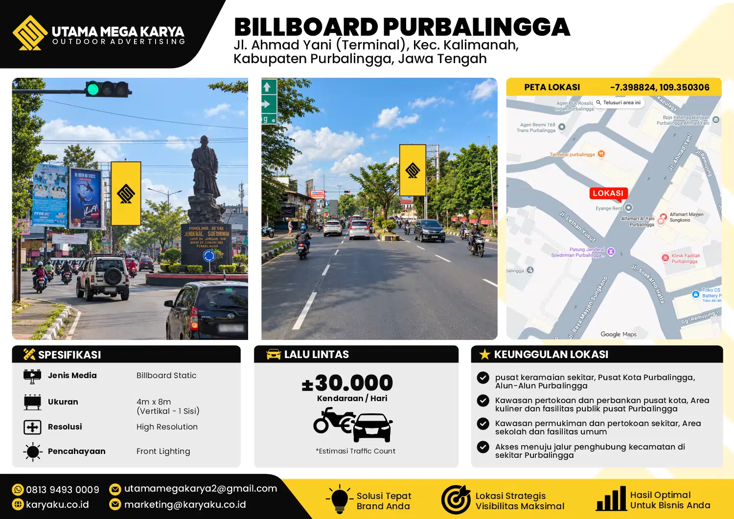 Sewa Titik Baliho dan Billboard di Jl. Yos Sudarso (dekat Pasar Gombong) Kec. Sempor, Kabupaten Kebumen, Jawa Tengah