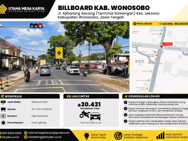 Sewa Titik Billboard di Jl. Ajibarang Secang (Terminal Sawangan) Kec. LeksonoKabupaten Wonosobo, Jawa Tengah