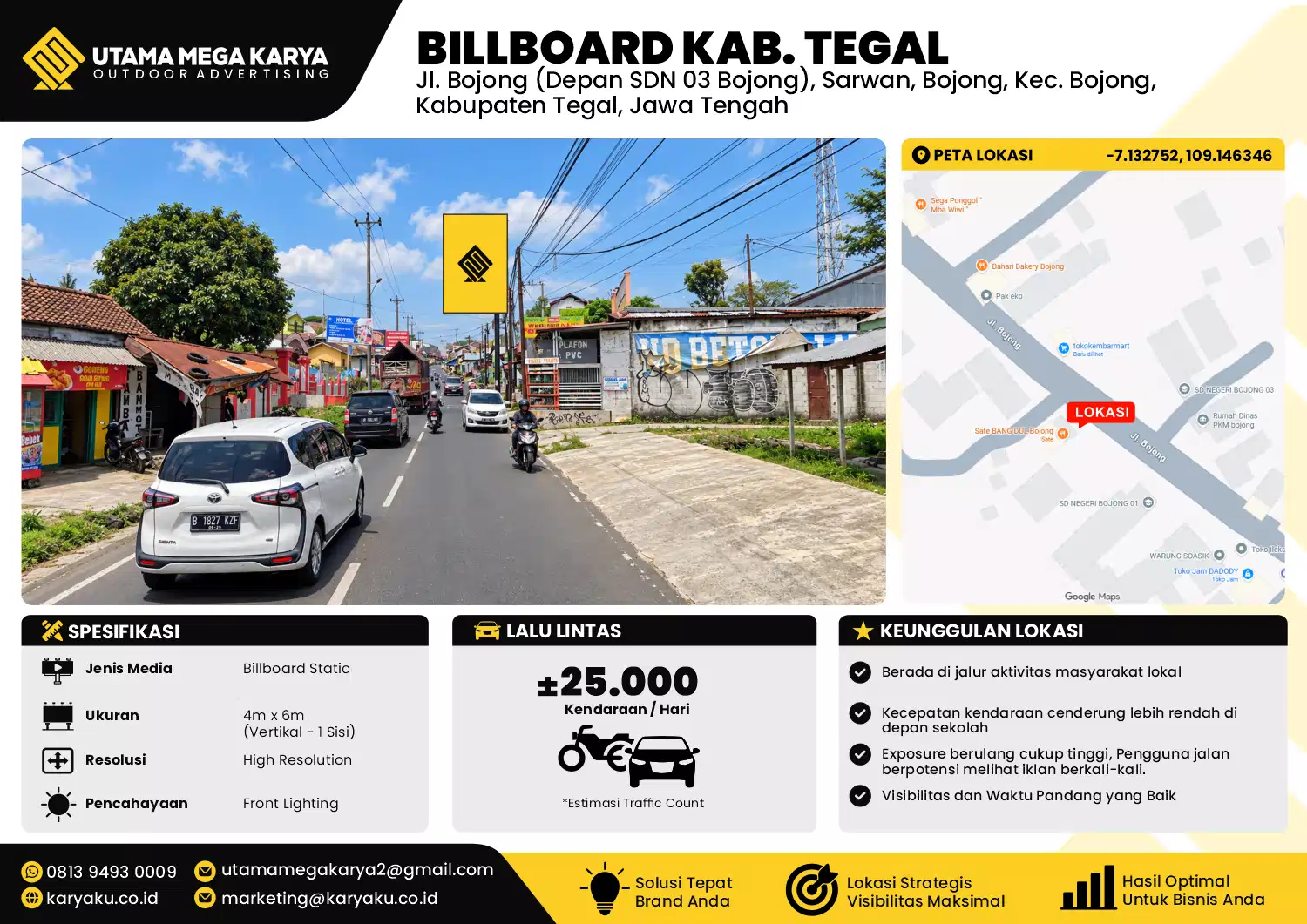 Sewa Titik Billboard di Jl. Bojong (Depan SDN 03 Bojong), Sarwan, Bojong, Kec. Bojong, Kabupaten Tegal, Jawa Tengah, Kab. Tegal