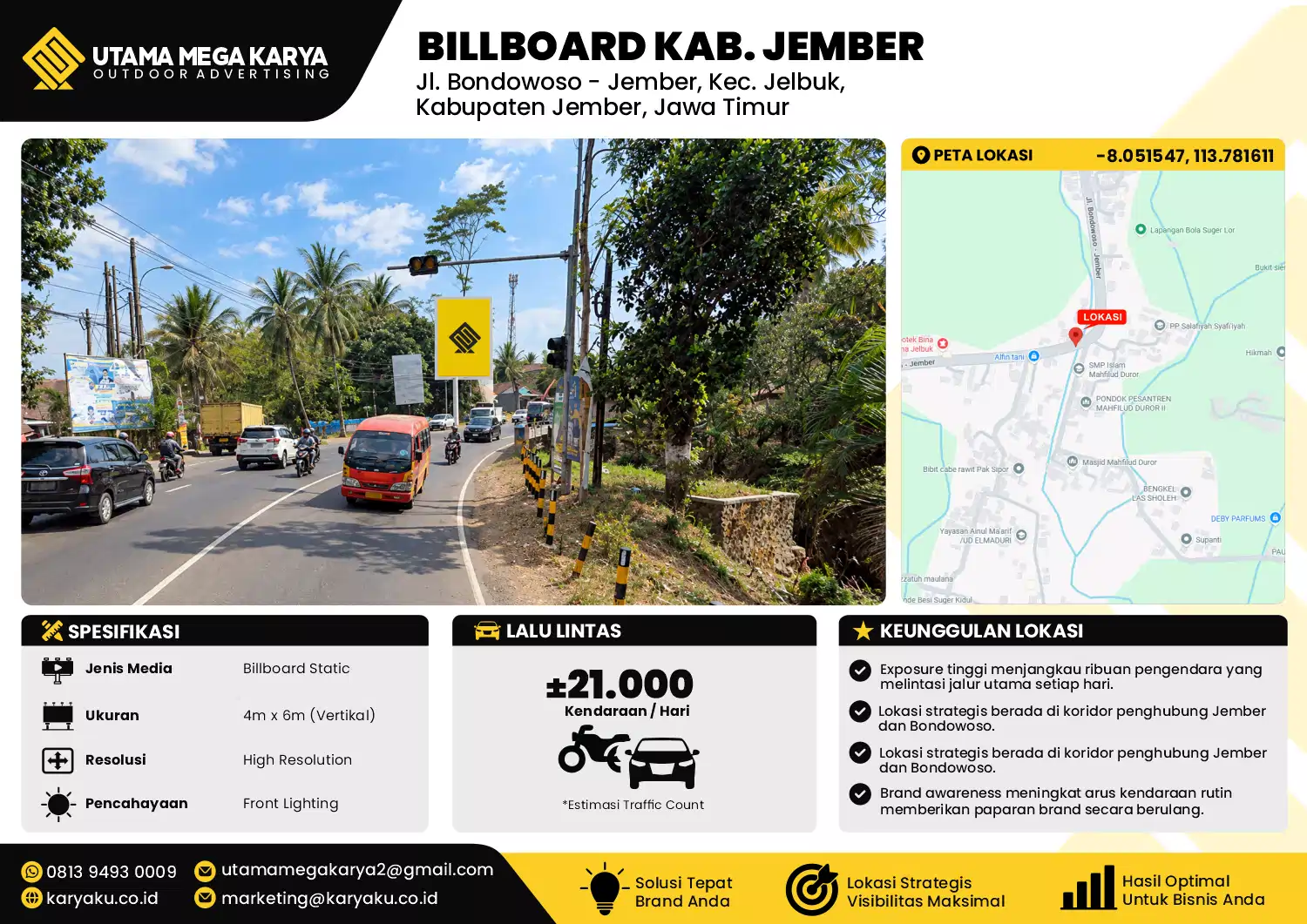 Sewa Titik Baliho dan Billboard di Jl. Bondowoso - Jember, Kec. Jelbuk, Kabupaten Jember, Jawa Timur