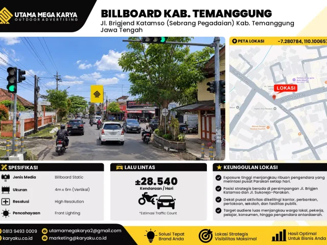 Sewa Titik Billboard di Jalan Brigjend Katamso Sebrang Pegadaian Kab Temanggung Jawa Tengah