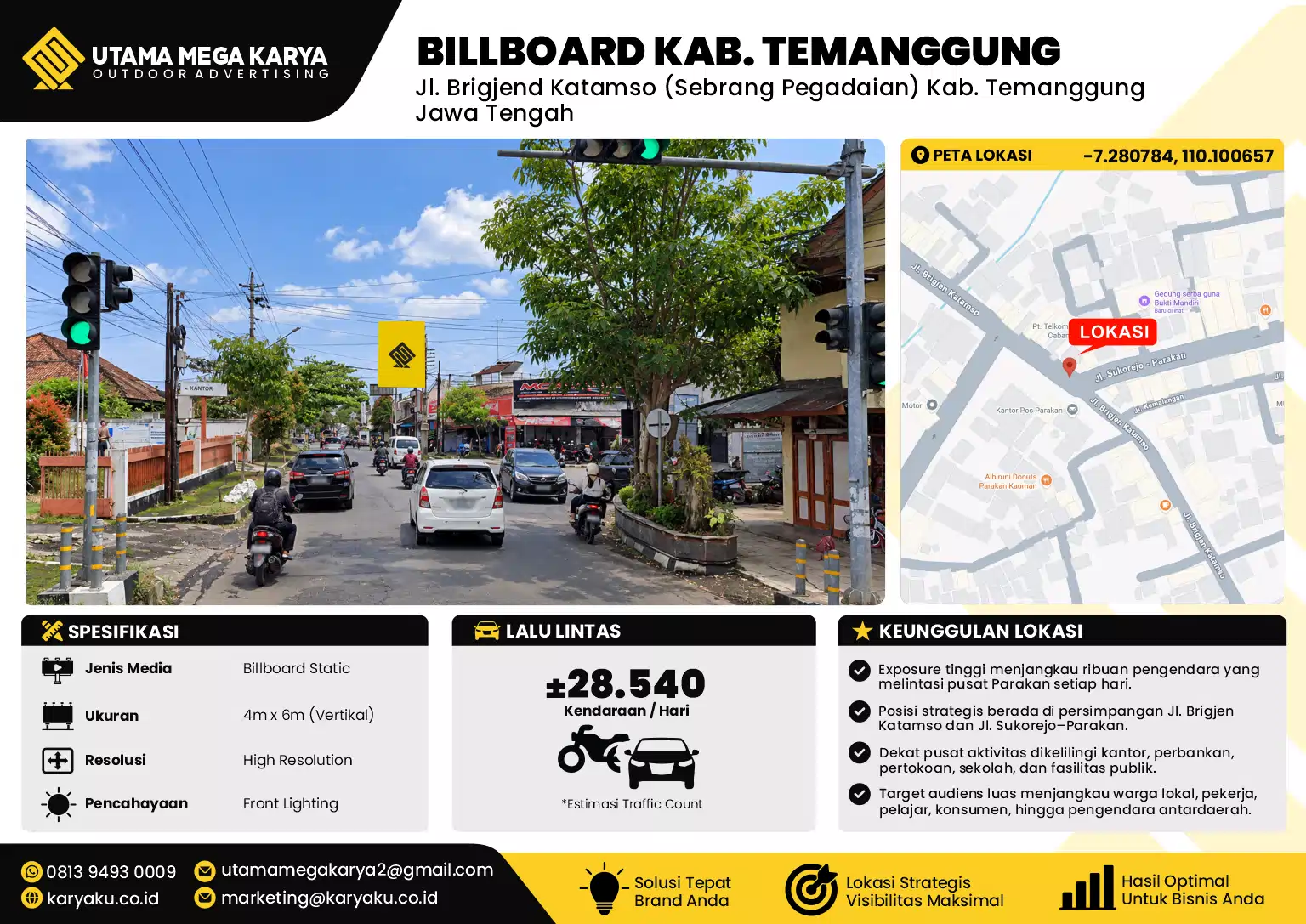 Sewa Titik Billboard di Jalan Brigjend Katamso Sebrang Pegadaian Kab Temanggung Jawa Tengah