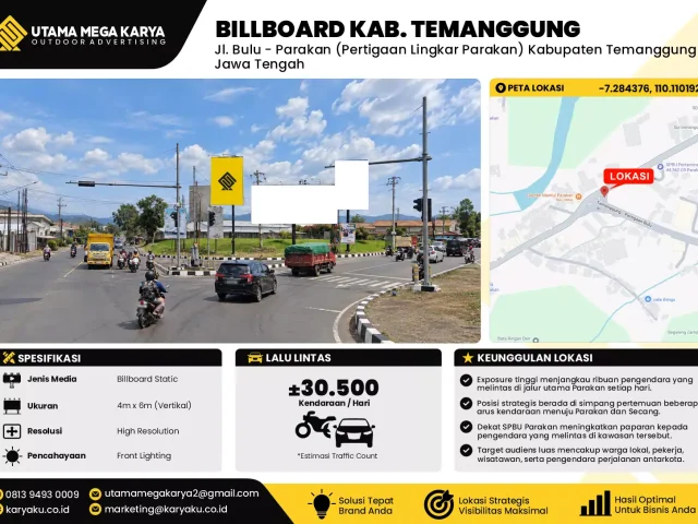Sewa Titik Billboard di Jalan Bulu Parakan Pertigaan Lingkar Parakan Kabupaten Temanggung Jawa Tengah