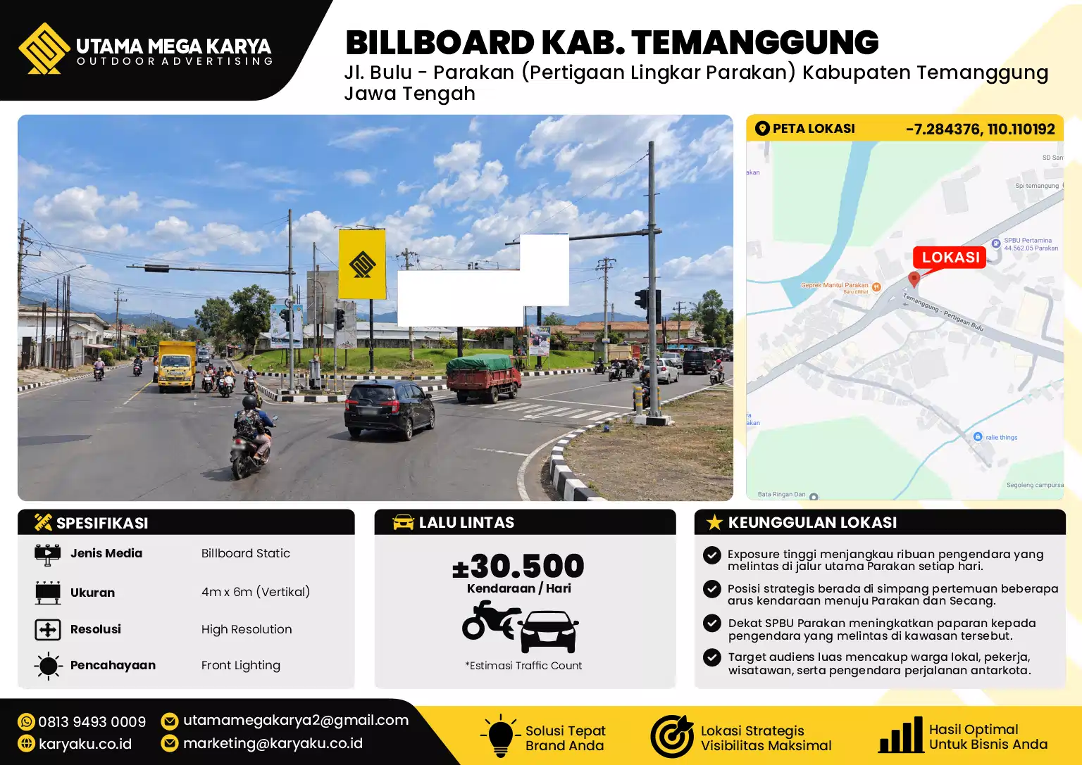 Sewa Titik Billboard di Jalan Bulu Parakan Pertigaan Lingkar Parakan Kabupaten Temanggung Jawa Tengah
