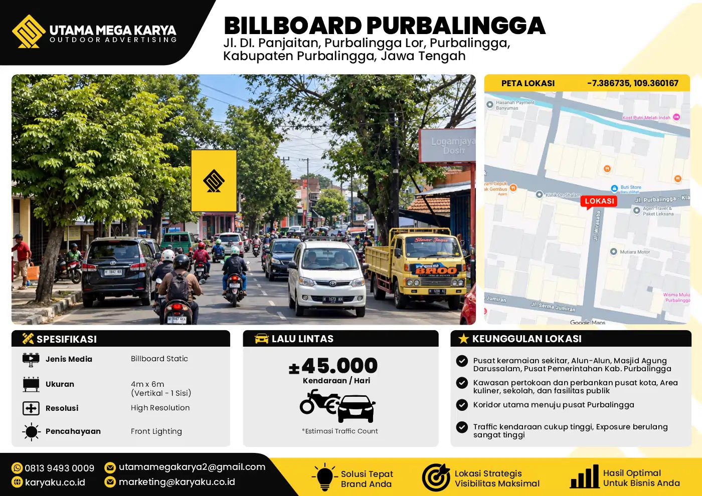 Sewa Titik Baliho dan Billboard di Jl. DI. Panjaitan, Purbalingga Lor, Purbalingga, Kabupaten Purbalingga, Jawa Tengah