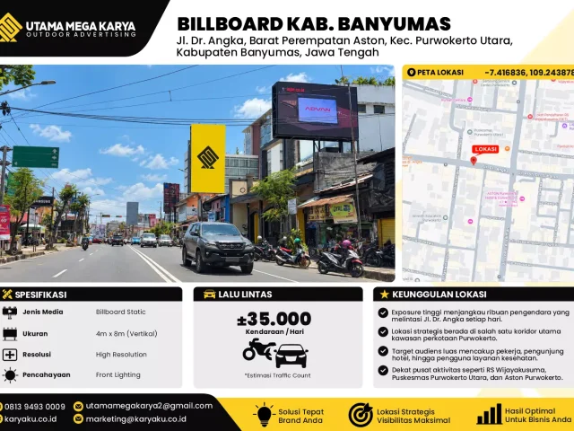 Sewa Titik Billboard di Jalan Dr Angka Barat (perempatan aston) Kec Purwokerto Utara Kab Banyumas Jawa Tengah