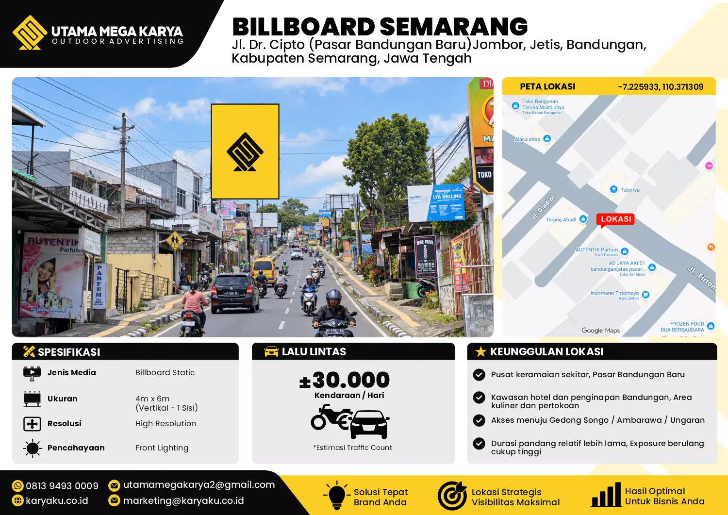 Sewa Titik Baliho dan Billboard di Jl. Dr. Cipto (Pasar Bandungan Baru)Jombor, Jetis, Bandungan, Kabupaten Semarang, Jawa Tengah