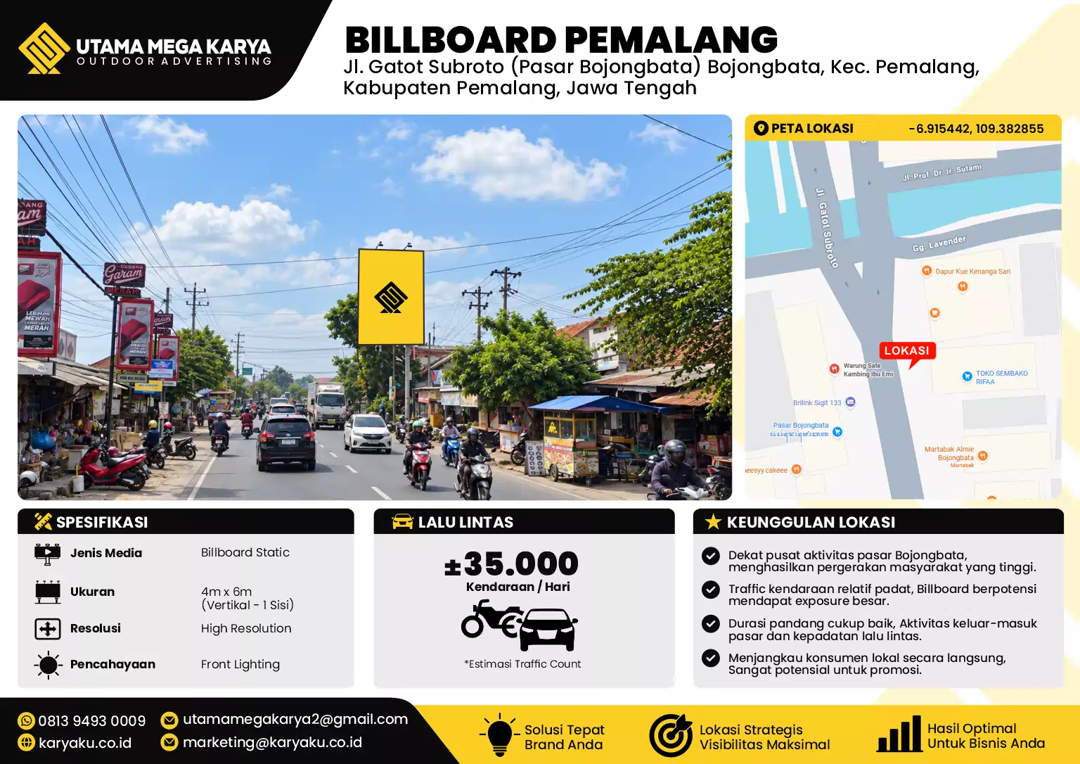 Sewa Titik Billboard di Jl. Gatot Subroto (Pasar Bojongbata) Bojongbata, Kec. Pemalang, Kabupaten Pemalang, Jawa Tengah