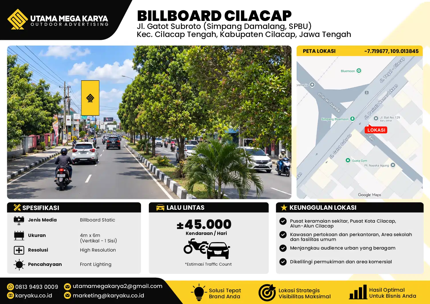Sewa Titik Baliho dan Billboard di Jl. Gatot Subroto (Simpang Damalang, SPBU) Tambaksari, Sidanegara, Kec. Cilacap Tengah, Kabupaten Cilacap, Jawa Tengah