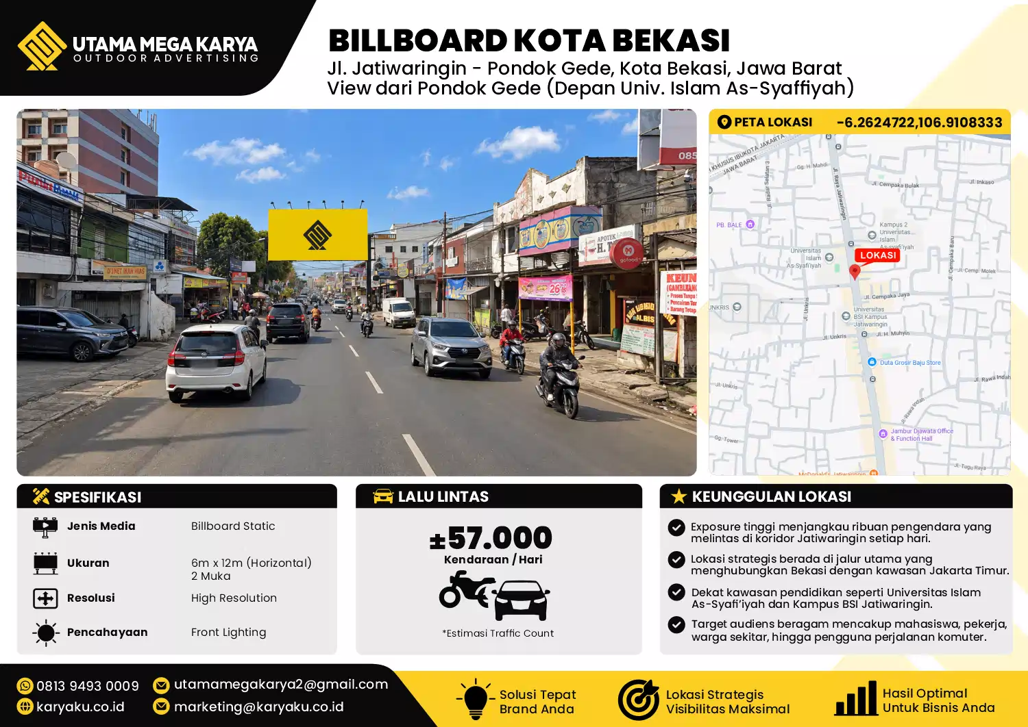 Sewa Titik Baliho dan Billboard di Jl. Jatiwaringin - Pondok Gede, Kota Bekasi, Jawa Barat View dari Pondok Gede (Depan Univ. Islam As-Syaffiyah)