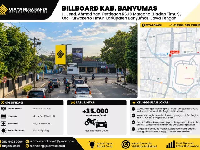 Sewa Titik Billboard di Jalan Jendral Ahmad Yani (pertigaan rsud margono hadap timur) Kec Purwokerto Timur Kab Banyumas Jawa Tengah