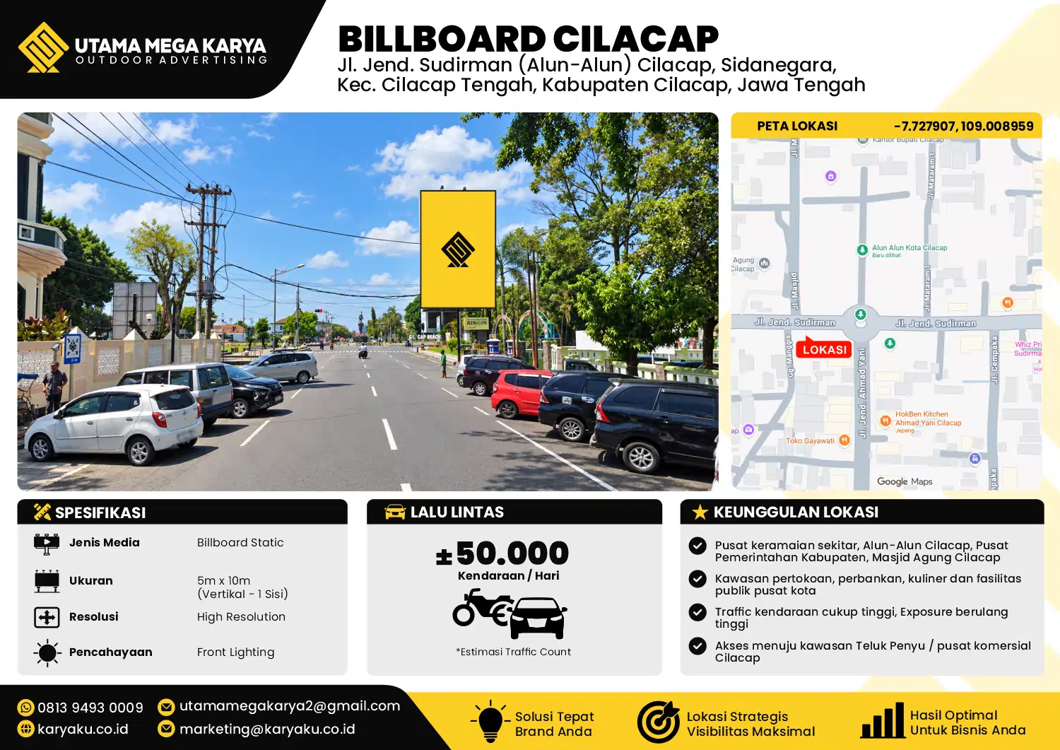 Sewa Titik Baliho dan Billboard di Jl. Jend. Sudirman (Alun-Alun) Cilacap, Sidanegara, Kec. Cilacap Tengah, Kabupaten Cilacap, Jawa Tengah