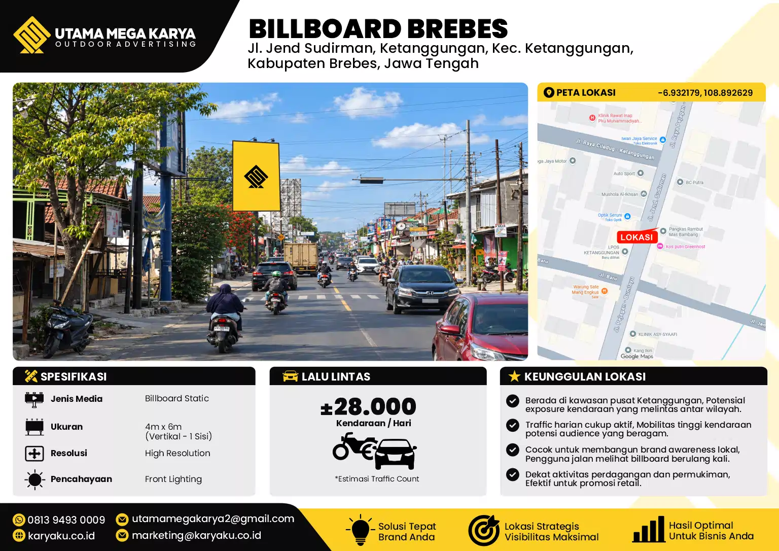 Sewa Titik Billboard di Jl. Jend Sudirman, Ketanggungan, Kec. Ketanggungan, Kabupaten Brebes, Jawa Tengah