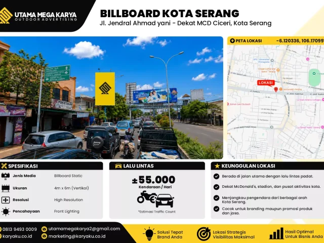 Sewa Titik Baliho dan Billboard di Jl. Jendral Ahmad yani - Dekat MCD Ciceri, Kota Serang, Banten
