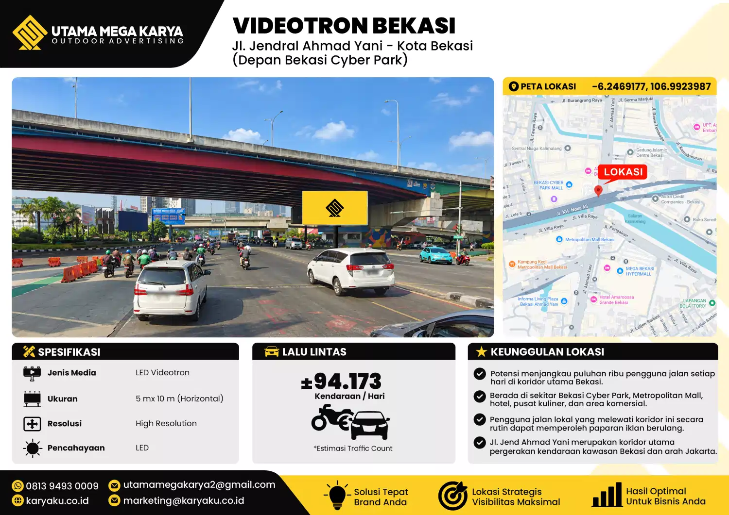 Sewa Titik Videotron di Jl. Jendral Ahmad Yani, Kota Bekasi, Jawa Barat (Depan Bekasi Cyber Park)