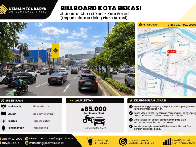 Sewa Titik Baliho dan Billboard di Jl. Jendral Ahmad Yani - Kota Bekasi (Depan Informa Living Plaza Bekasi)