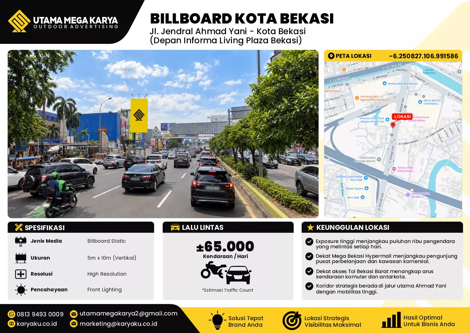 Sewa Titik Baliho dan Billboard di Jl. Jendral Ahmad Yani - Kota Bekasi (Depan Informa Living Plaza Bekasi)