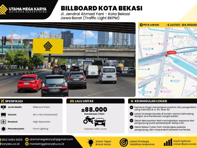 Sewa Titik Baliho dan Billboard di Jl. Jendral Ahmad Yani - Kota Bekasi, Jawa Barat (Traffic Light BKPM)