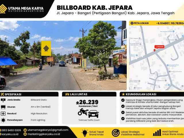 Sewa Titik Billboard di Jl. Jepara - Bangsri (Pertigaan Bangsri) Kab. Jepara, Jawa Tengah