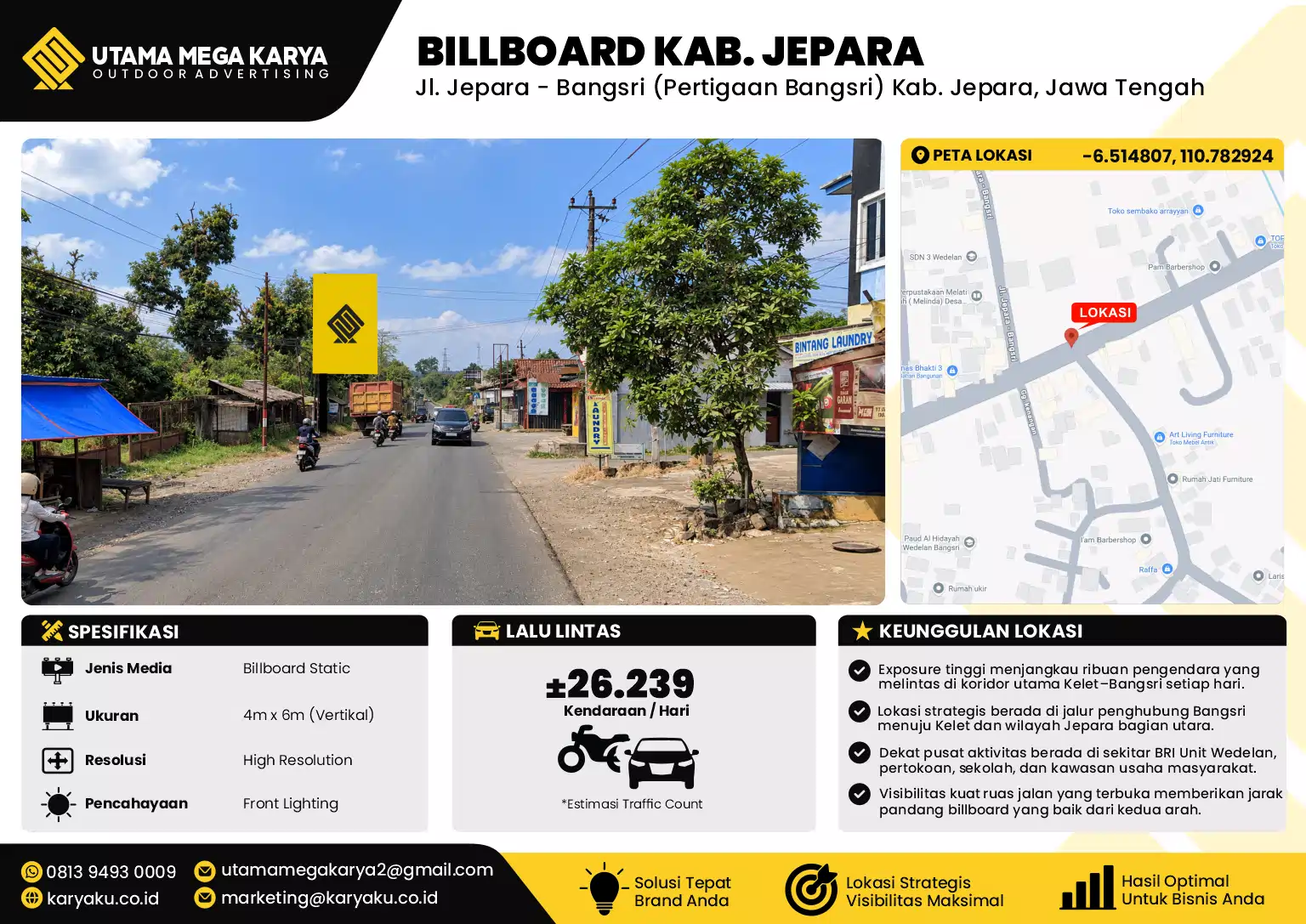 Sewa Titik Billboard di Jl. Jepara - Bangsri (Pertigaan Bangsri) Kab. Jepara, Jawa Tengah