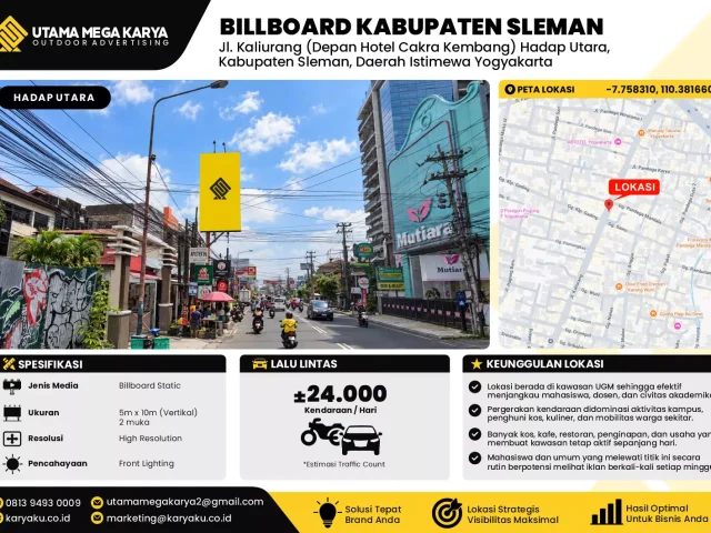 Sewa Titik Baliho dan Billboard di Jl. Kaliurang (Depan Hotel Cakra Kembang) Hadap Utara, Kabupaten Sleman, Daerah Istimewa Yogyakarta