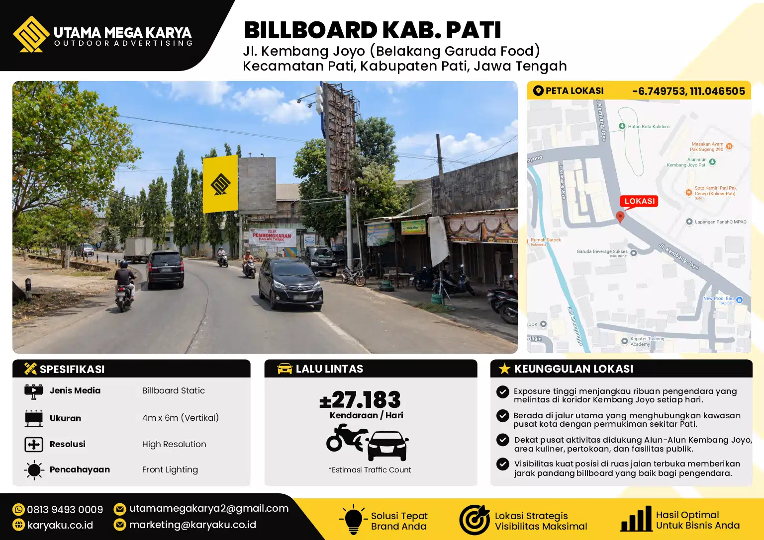 Sewa Titik Billboard di Jl. Kembang Joyo (Belakang Garuda Food) Kecamatan Pati, Kabupaten Pati, Jawa Tengah