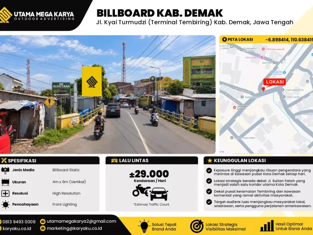 Sewa Titik Billboard di Jl. Kyai Turmudzi (Terminal Tembiring) Kab. Demak, Jawa Tengah