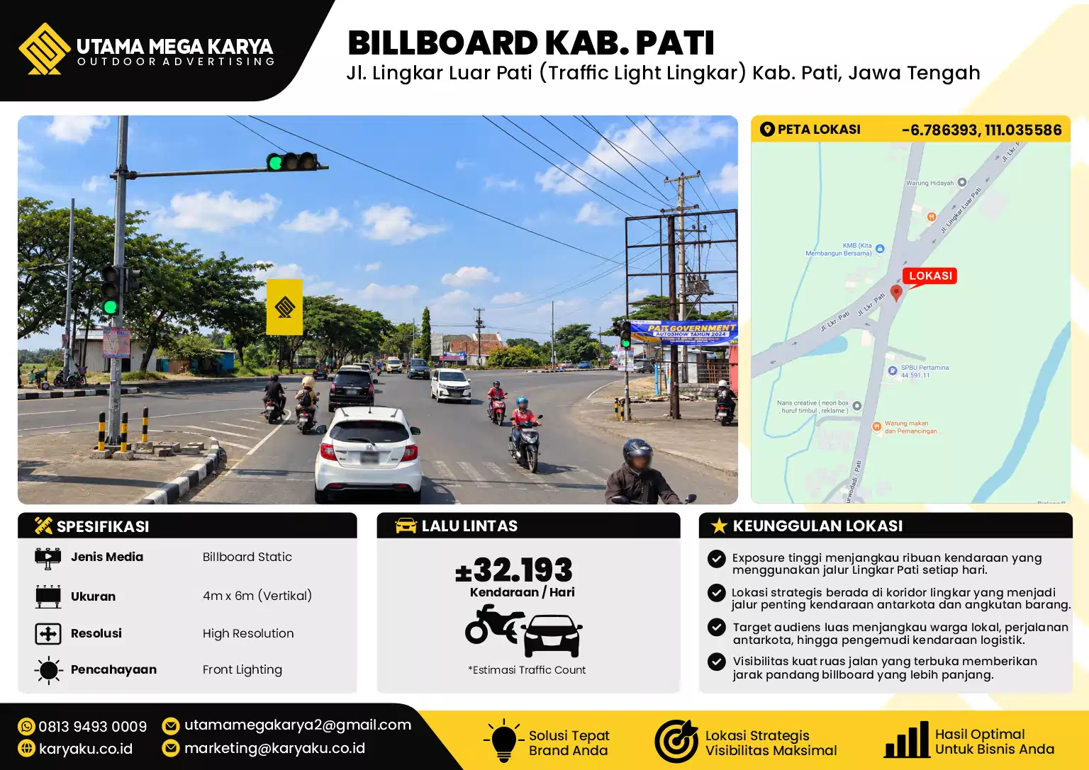 Sewa Titik Billboard di Jl. Lingkar Luar Pati (Traffic Light Lingkar) Kab. Pati, Jawa Tengah