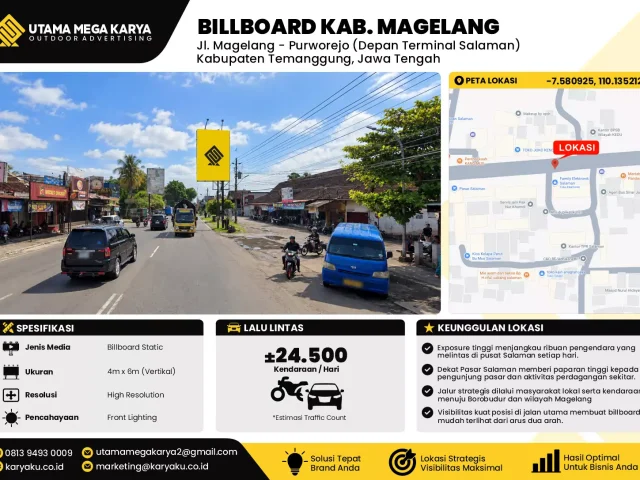 Sewa Titik Billboard di Jalan Magelang Purworejo (depan terminal salaman) Kabupaten Temanggung Jawa Tengah