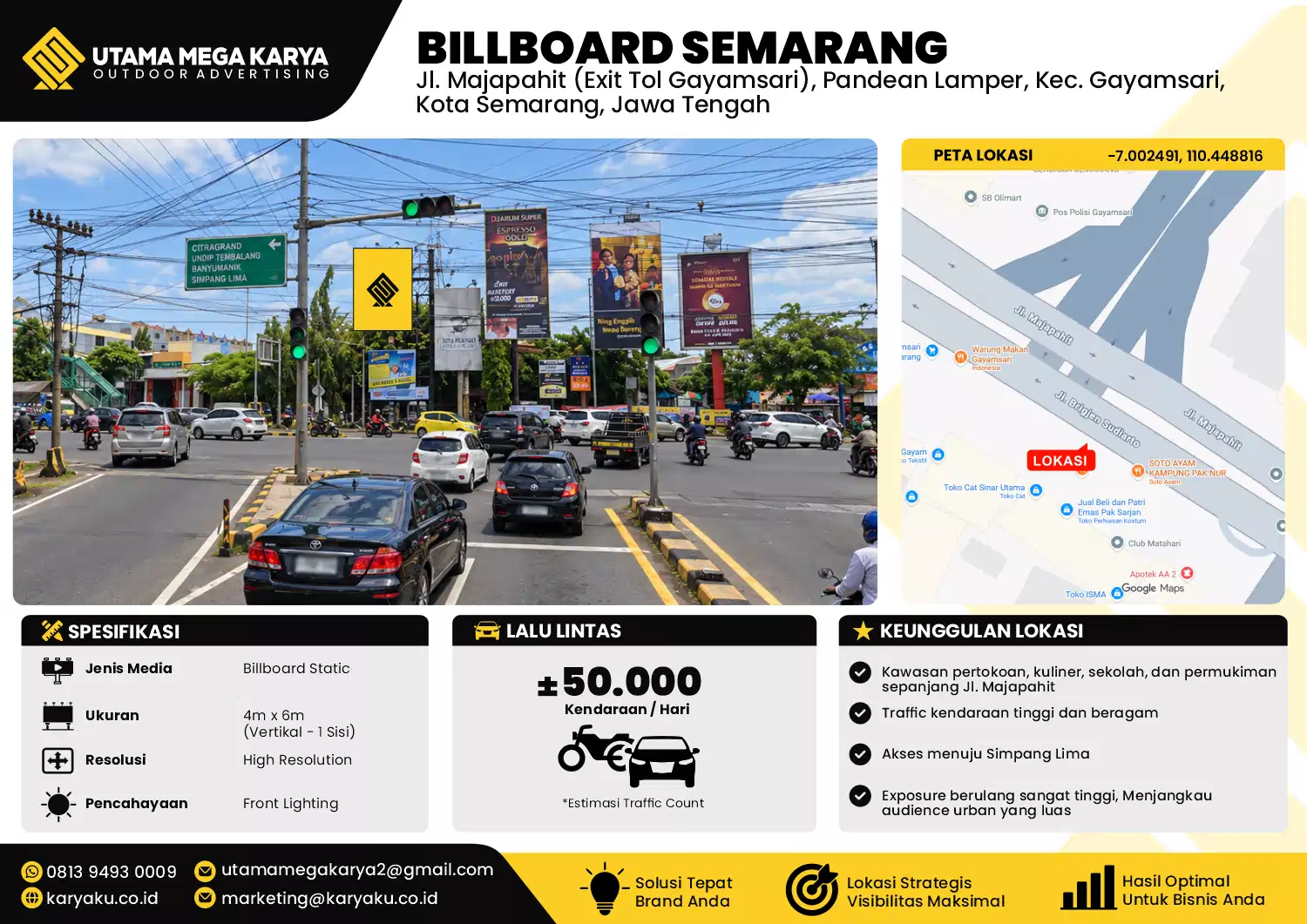 Sewa Titik Baliho dan Billboard di Jl. Majapahit (Exit Tol Gayamsari), Pandean Lamper, Kec. Gayamsari, Kota Semarang, Jawa Tengah