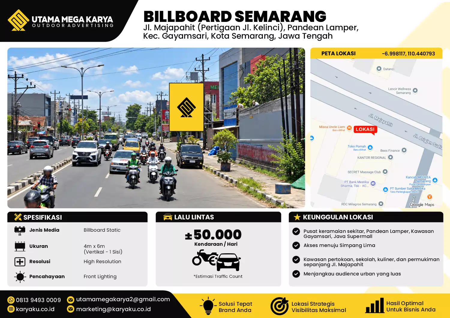 Sewa Titik Baliho dan Billboard di Jl. Majapahit (Pertigaan Jl. Kelinci), Pandean Lamper, Kec. Gayamsari, Kota Semarang, Jawa Tengah