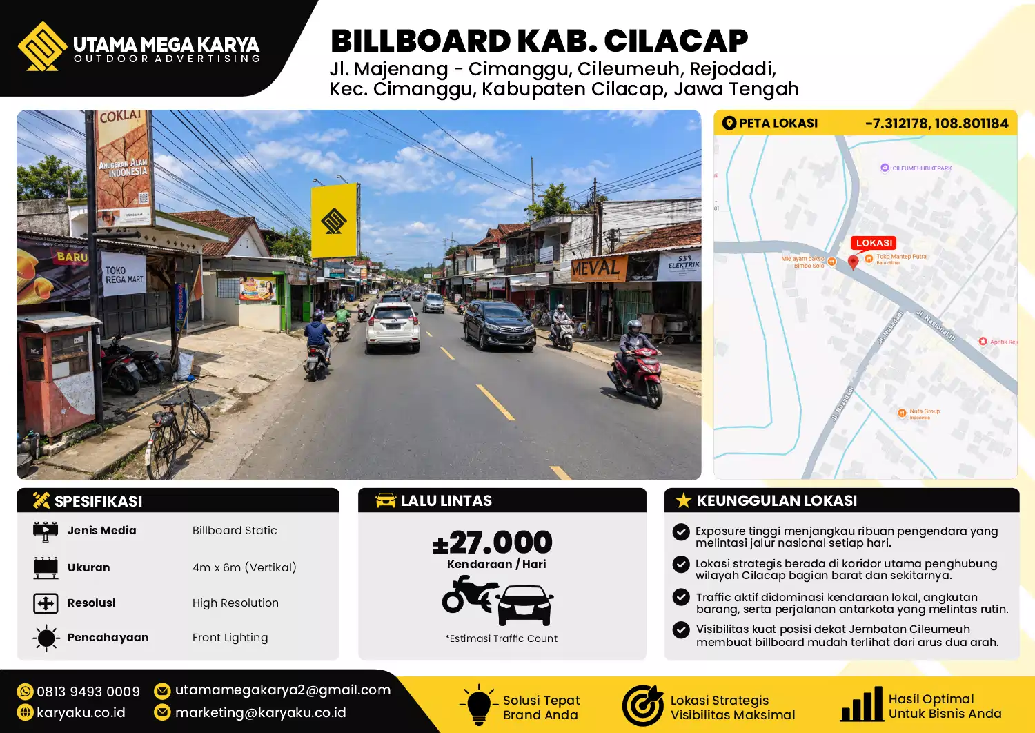 Sewa Titik Billboard di Jalan Majenang Cimanggu Cileumeuh Rejodadi Kec Cimanggu Kecamatan Cilacap Jawa Tengah