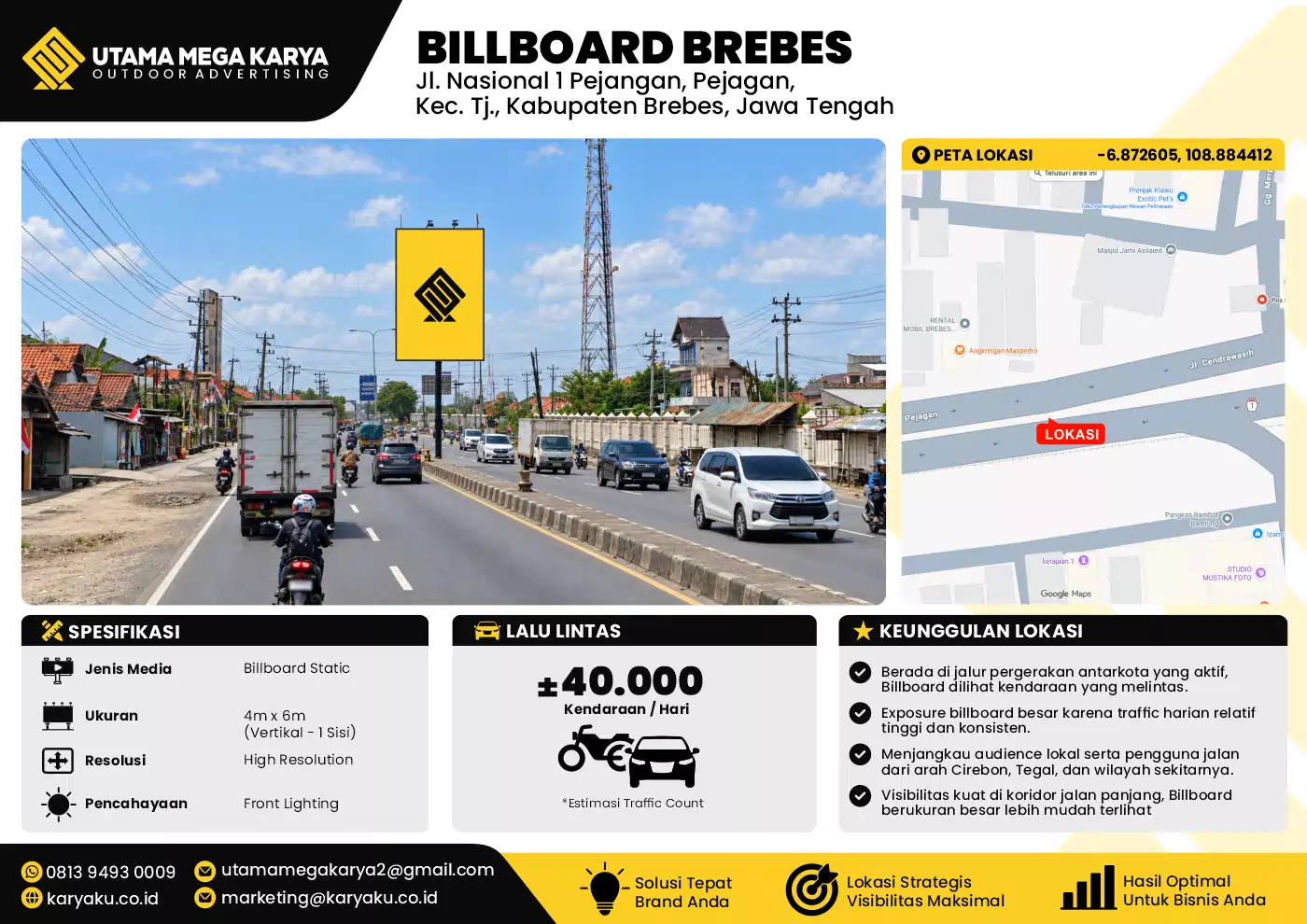 Sewa Titik Billboard di Jl. Nasional 1 Pejangan, Pejagan, Kec. Tj., Kabupaten Brebes, Jawa Tengah