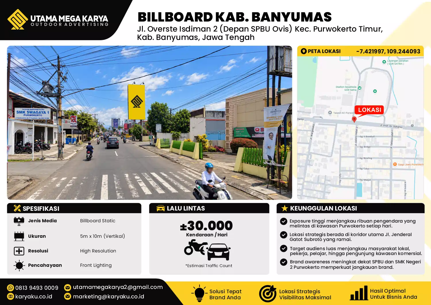 Sewa Titik Baliho dan Billboard di Jl. Overste Isdiman 2 (Depan SPBU Ovis) Kec. Purwokerto Timur, Kab. Banyumas, Jawa Tengah