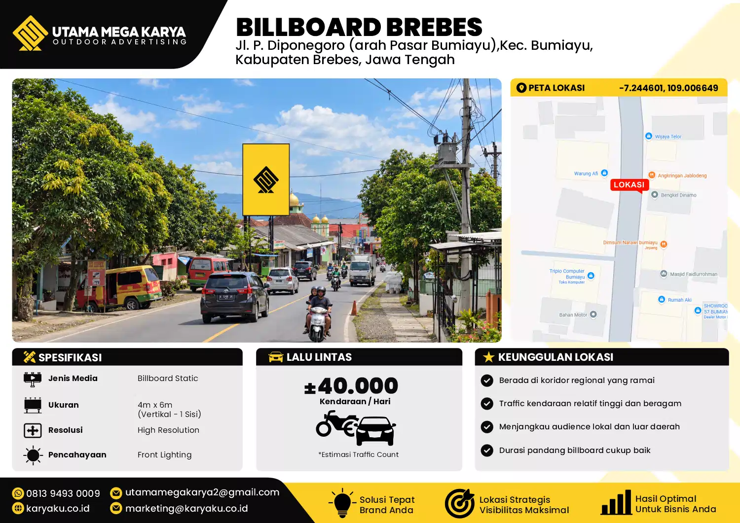 Sewa Titik Billboard di Jl. P. Diponegoro (arah Pasar Bumiayu),Kec. Bumiayu, Kabupaten Brebes, Jawa Tengah