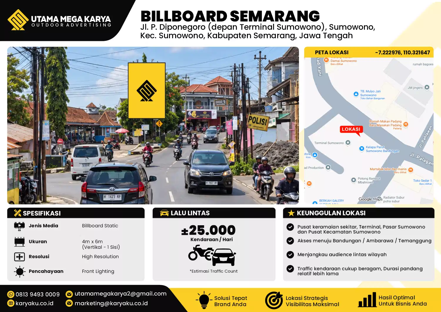 Sewa Titik Baliho dan Billboard di Jl. P. Diponegoro (depan Terminal Sumowono), Sumowono, Kec. Sumowono, Kabupaten Semarang, Jawa Tengah