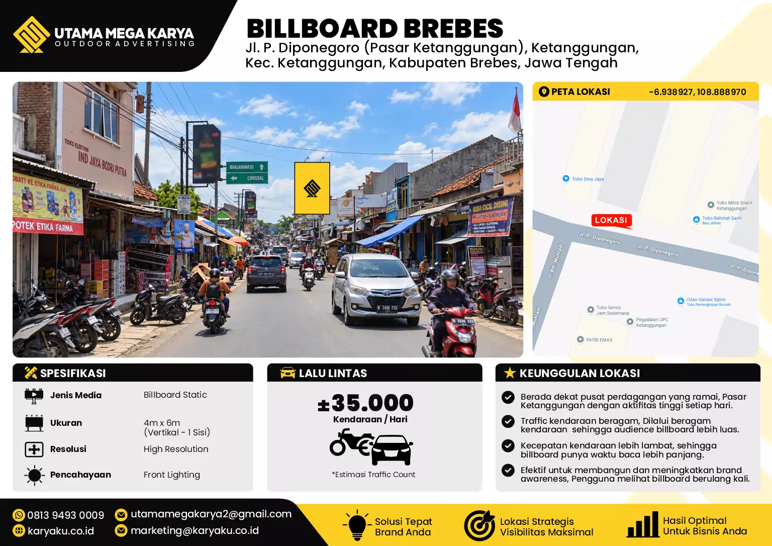 Sewa Titik Billboard di Jl. P. Diponegoro (Pasar Ketanggungan), Ketanggungan, Kec. Ketanggungan, Kabupaten Brebes, Jawa Tengah
