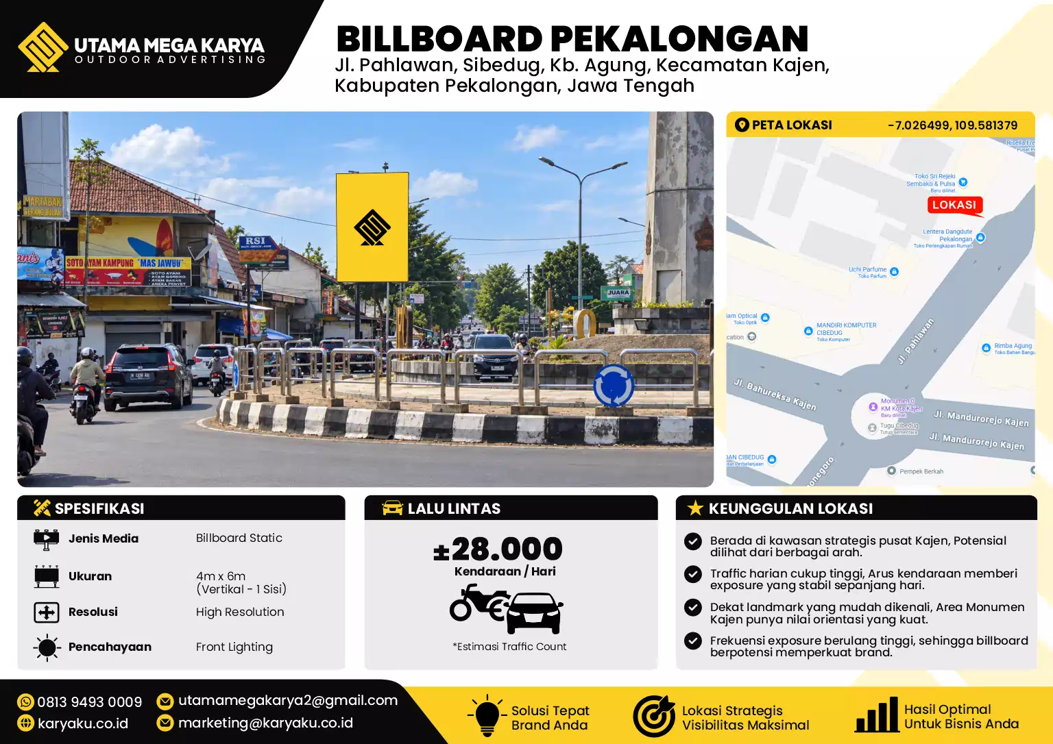 Sewa Titik Billboard di Jl. Pahlawan, Sibedug, Kb. Agung, Kecamatan Kajen, Kabupaten Pekalongan, Jawa Tengah