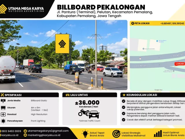 Sewa Titik Billboard di Jl. Pantura (Terminal), Pelutan, Kecamatan Pemalang, Kabupaten Pemalang, Jawa Tengah