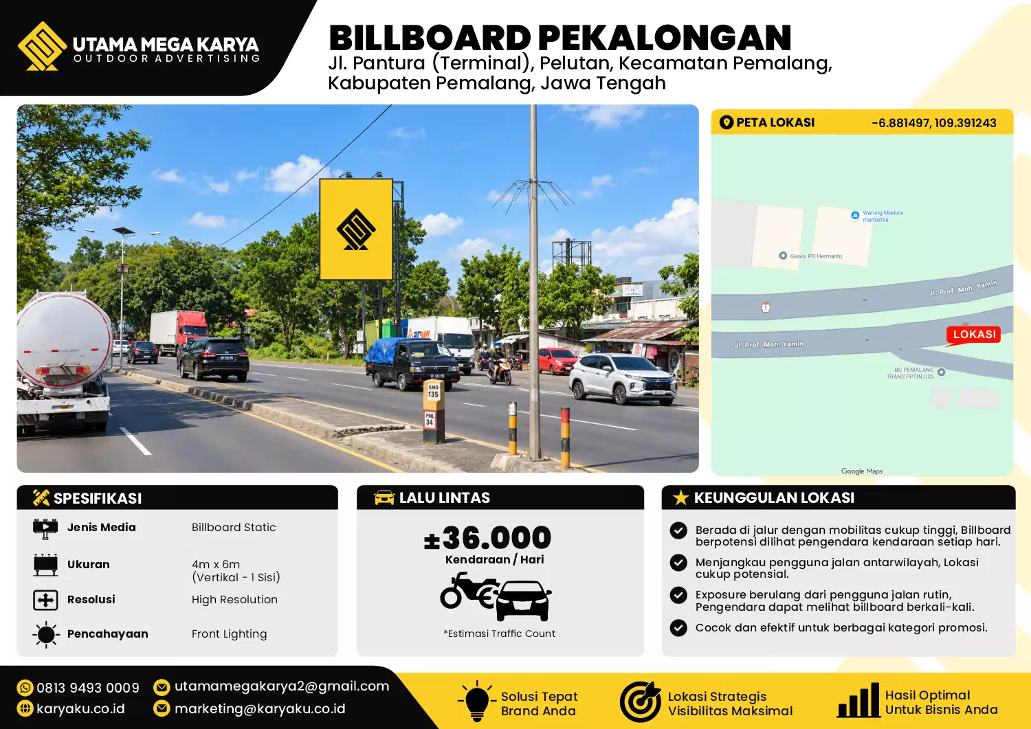 Sewa Titik Billboard di Jl. Pantura (Terminal), Pelutan, Kecamatan Pemalang, Kabupaten Pemalang, Jawa Tengah