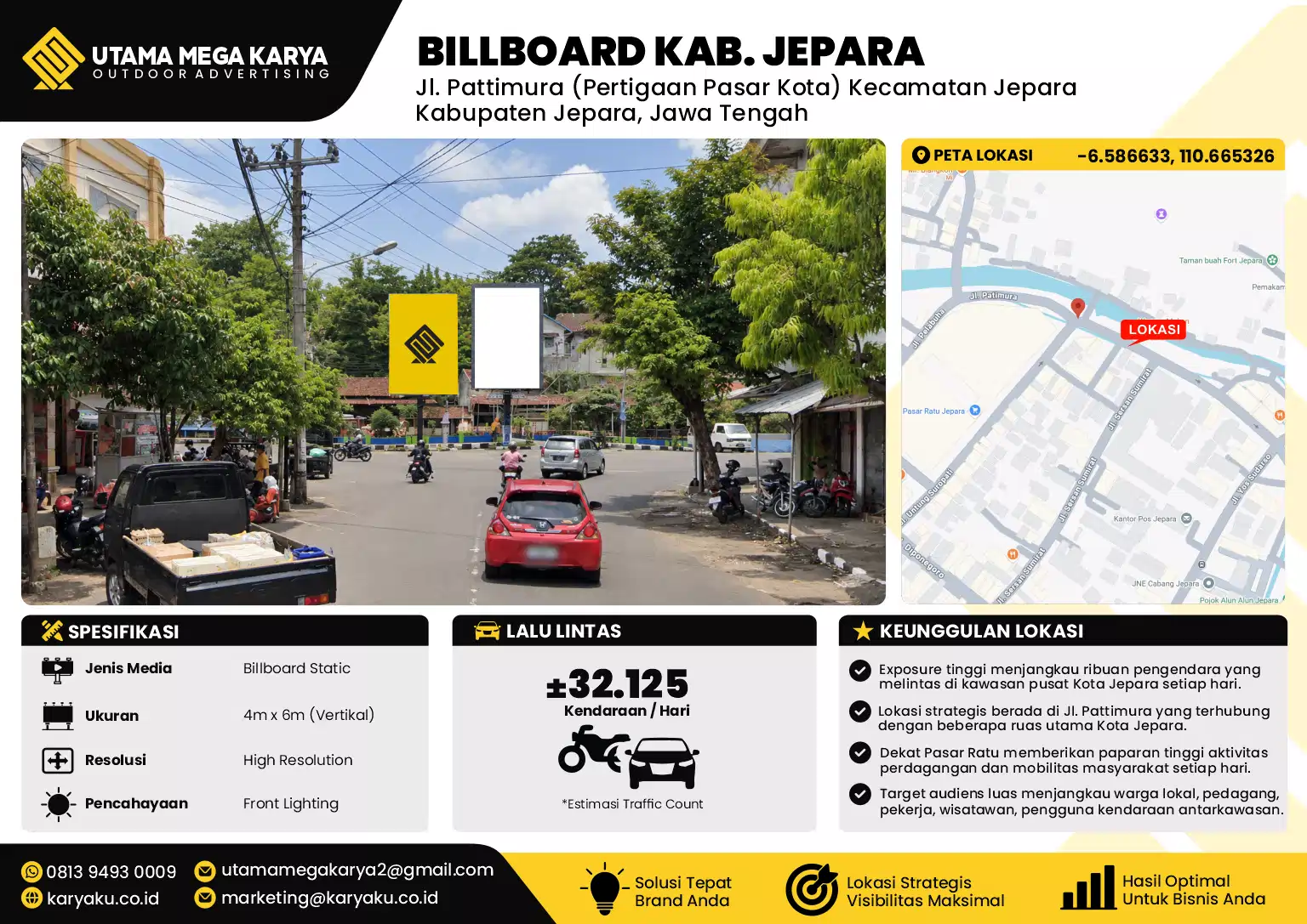 Sewa Titik Billboard di Jl. Pattimura (Pertigaan Pasar Kota) Kecamatan JeparaKabupaten Jepara, Jawa Tengah