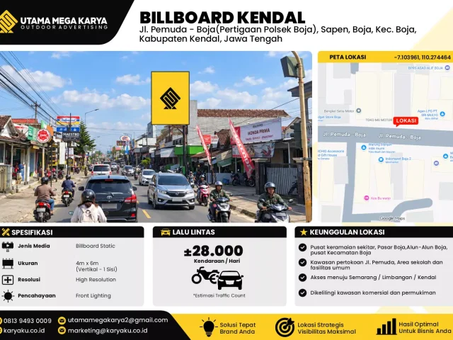 Sewa Titik Baliho dan Billboard di Jl. Pemuda - Boja(Pertigaan Polsek Boja), Sapen, Boja, Kec. Boja, Kabupaten Kendal, Jawa Tengah