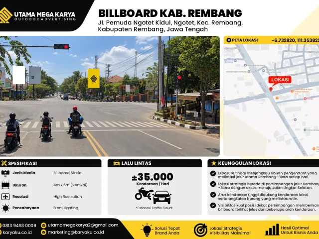 Sewa Titik Billboard di Jl. Pemuda Ngotet Kidul, Ngotet, Kec. Rembang, Kabupaten Rembang, Jawa Tengah