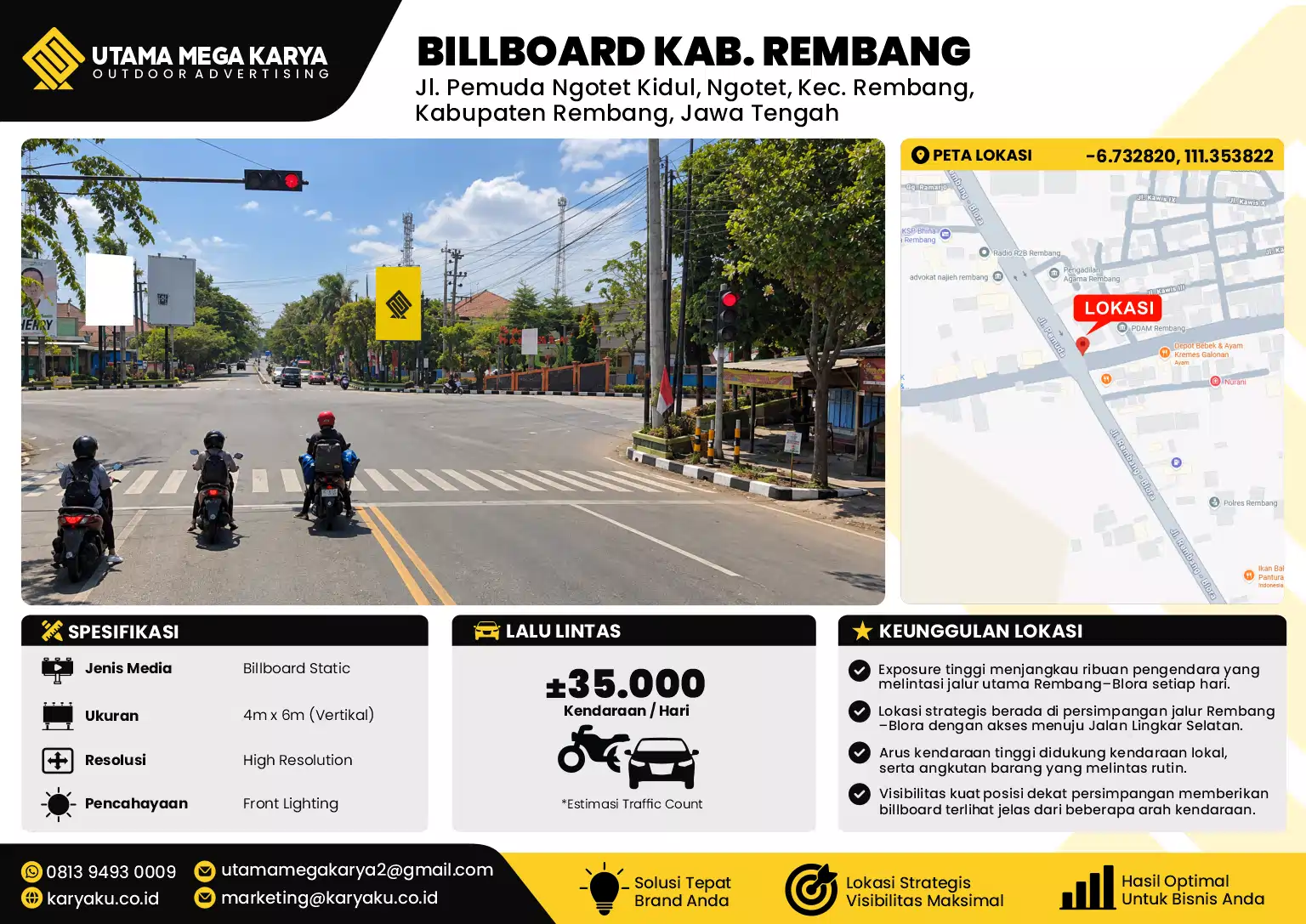 Sewa Titik Billboard di Jl. Pemuda Ngotet Kidul, Ngotet, Kec. Rembang, Kabupaten Rembang, Jawa Tengah