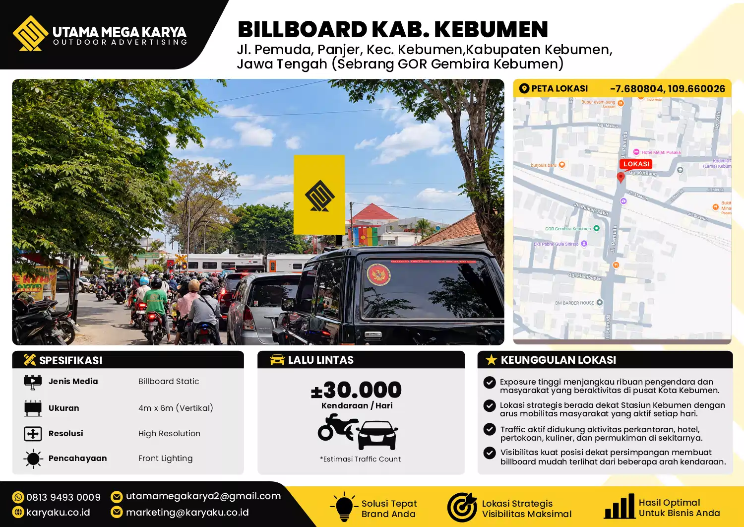 Sewa Titik Billboard di Jalan Pemuda Panjer (sebrang gor gembira) Kec Kebumen Kab Kebumen Jawa Tengah