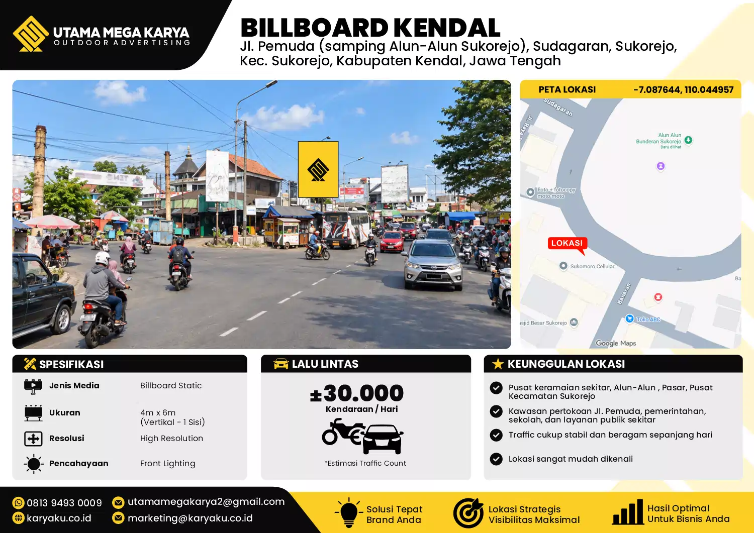 Sewa Titik Baliho dan Billboard di Jl. Pemuda (samping Alun-Alun Sukorejo), Sudagaran, Sukorejo, Kec. Sukorejo, Kabupaten Kendal, Jawa Tengah